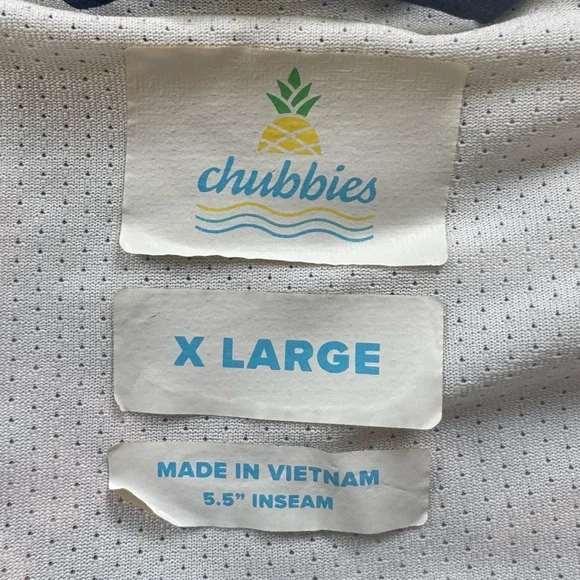 Chubbies Navy Blue Neon Tropical Men's Swim Trunks with Drawstring 5.5” inseam - Picture 12 of 13